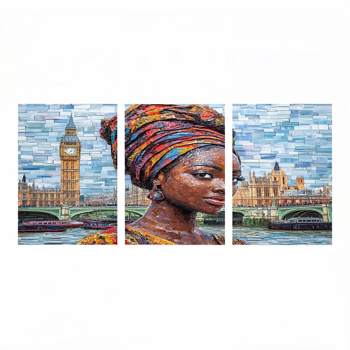 Set van 3 schilderen op nummer - Afrikaanse vrouwen - 75 x 50 cm