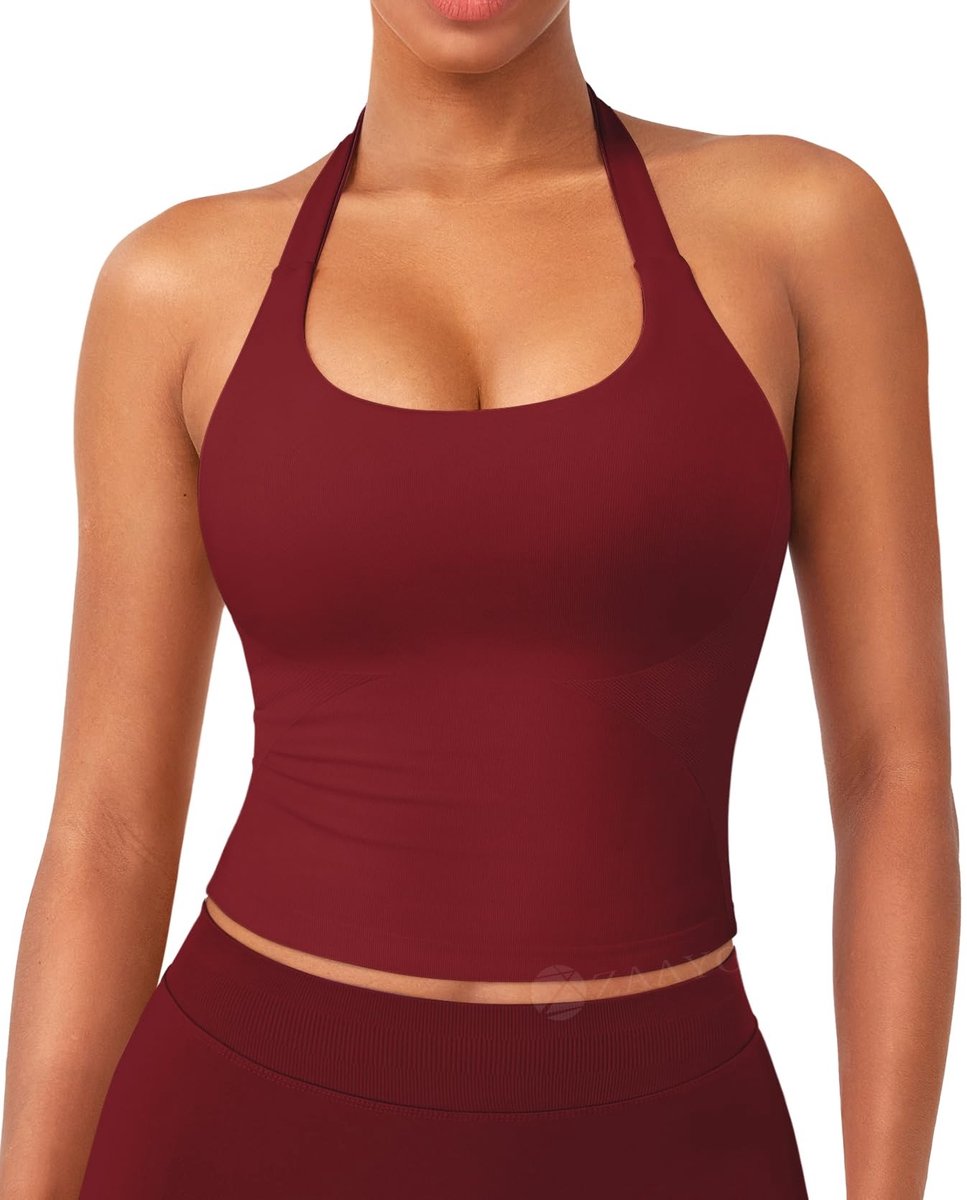 Sportieve Halter Tanktop met Korte Mouwen - Scharlaken