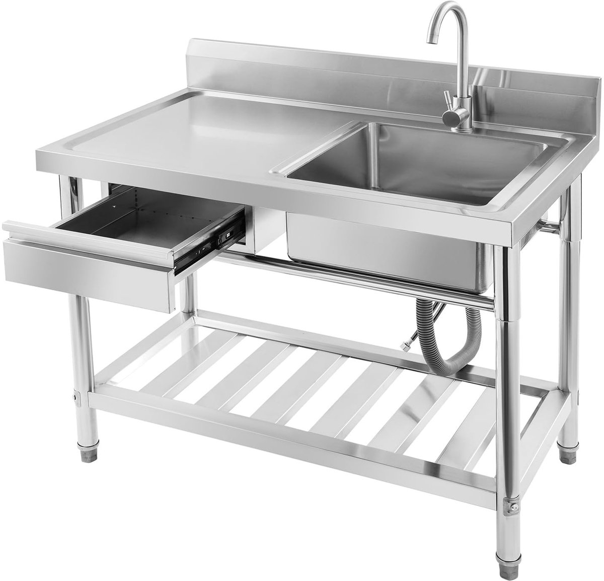 Vrijstaande Keuken Sink - met 360° Kraan en Enkele Lade