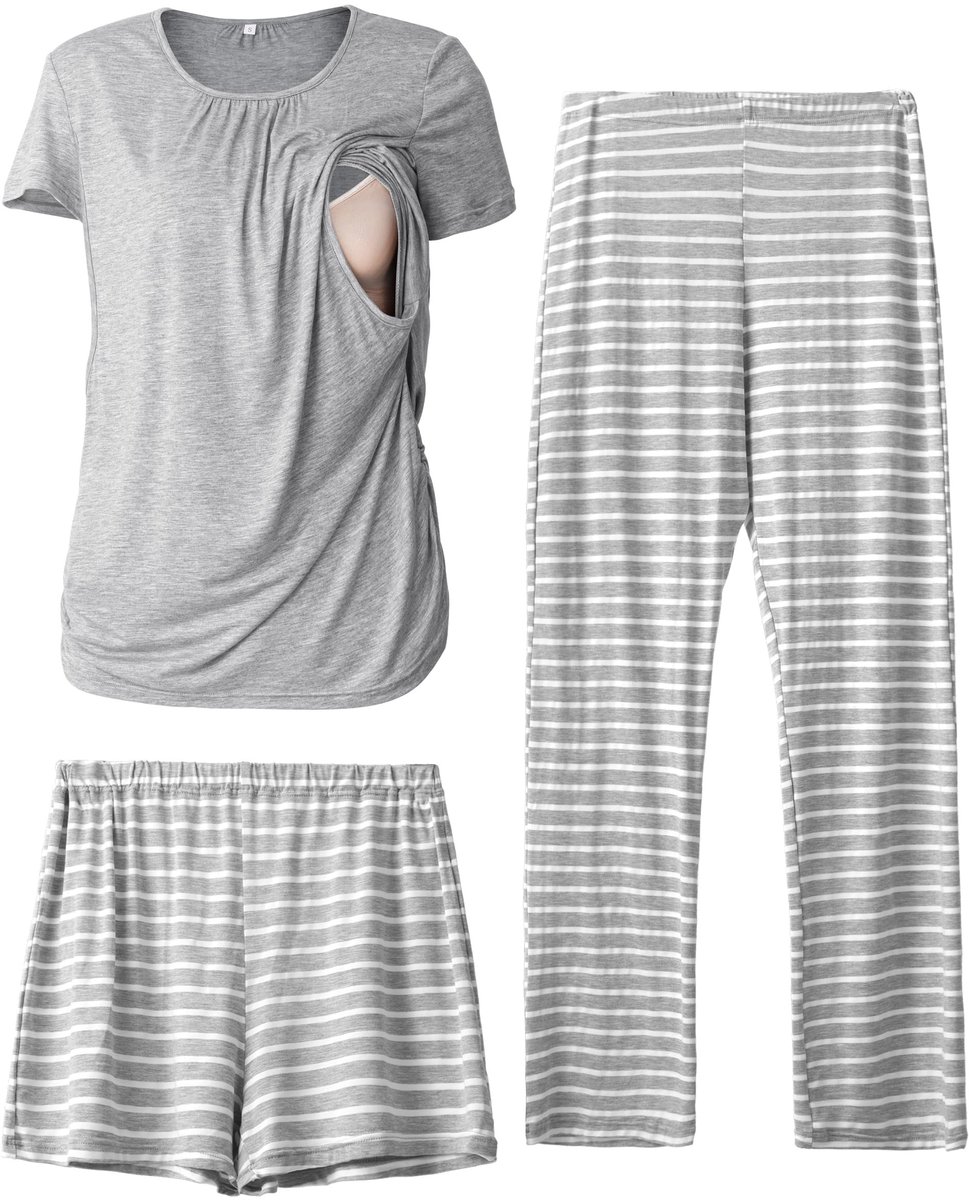 Zwangerschaps Verzorgingspyjama Set - Korte Mouwen en Broek