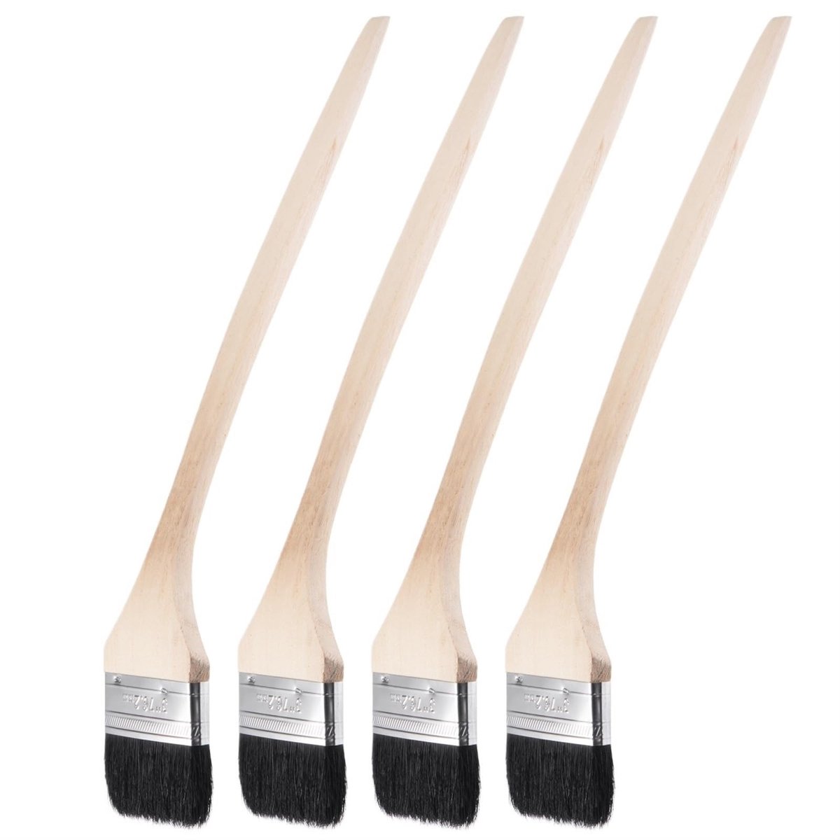 Radiatorverfkwasten - 4 Stuks met Lange Houten Steel