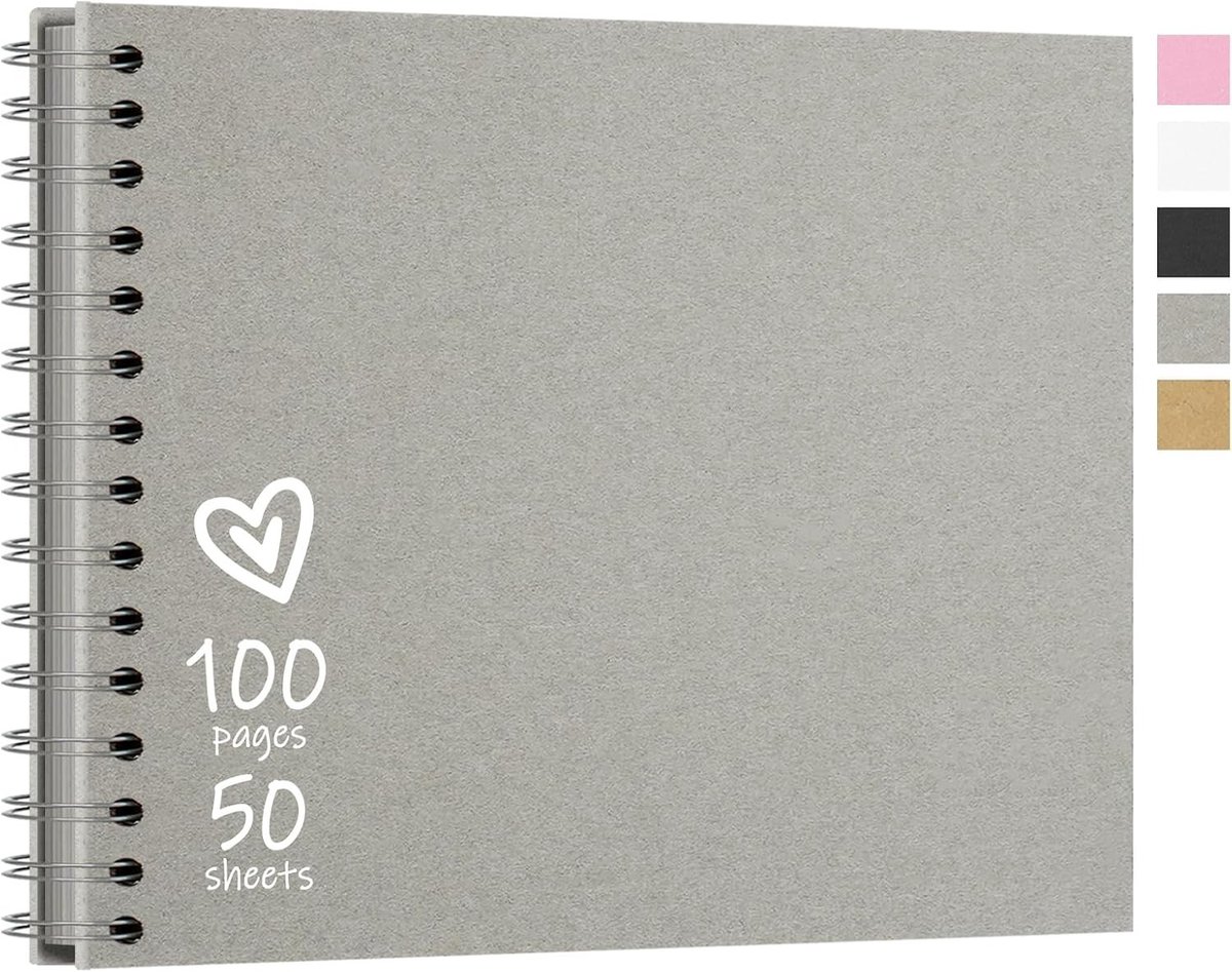 DIY Fotoalbum 28.5 x 20.5 cm met 100 Pagina's, Hardcover Kraft Papier, Perfect voor Bruiloft en Verjaardag Scrapbook