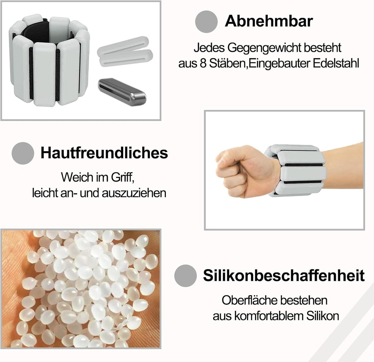 Verstelbare Gewichten voor Polsen en Enkel, Duurzaam en Comfortabel voor Yoga, Dans en Jogging, 2lb Set met Siliconen Armbanden