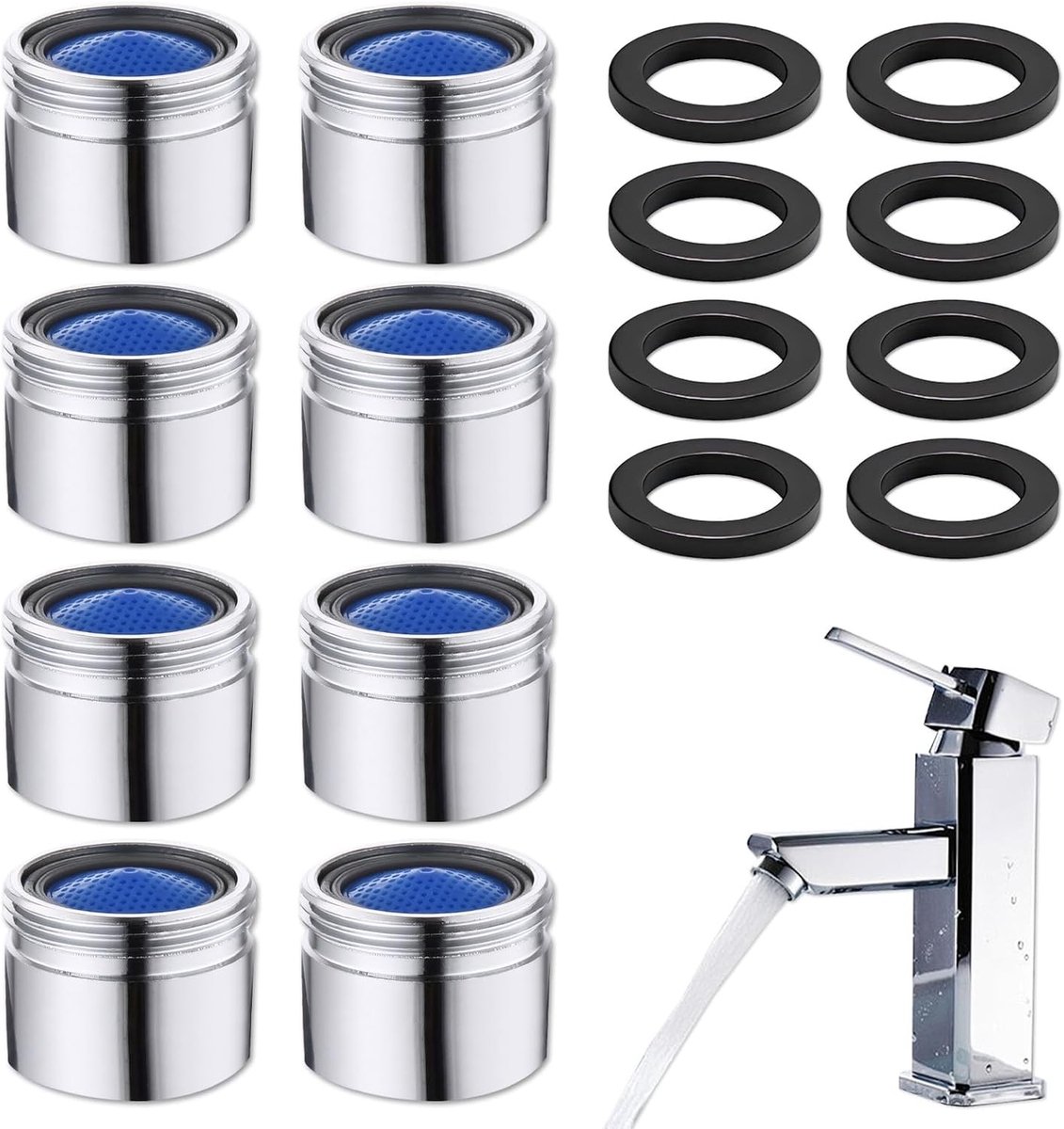 Duurzame en milieuvriendelijke waterkraan accessoires set van 8, 14x18mm, ideaal voor keuken en badkamer, met M18 jetregulator