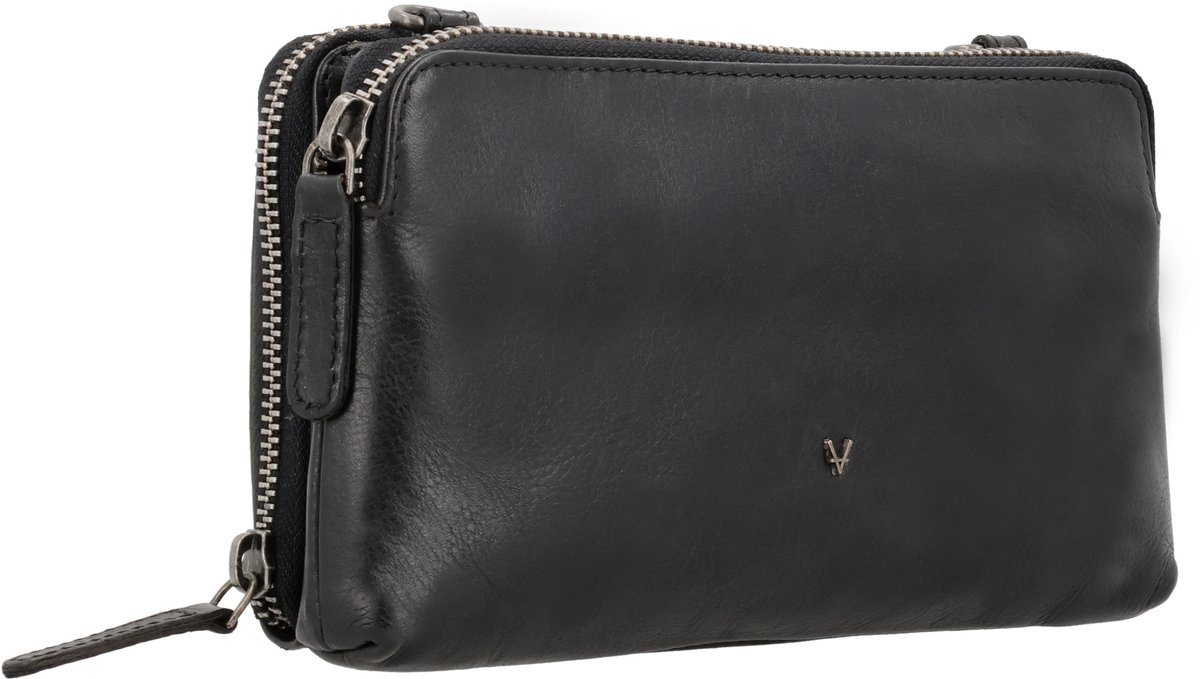 Vilenca Holland Leren Crossbody Tas Dames – Schoudertas met Meerdere Ritsvakken en Verstelbare Schouderriem