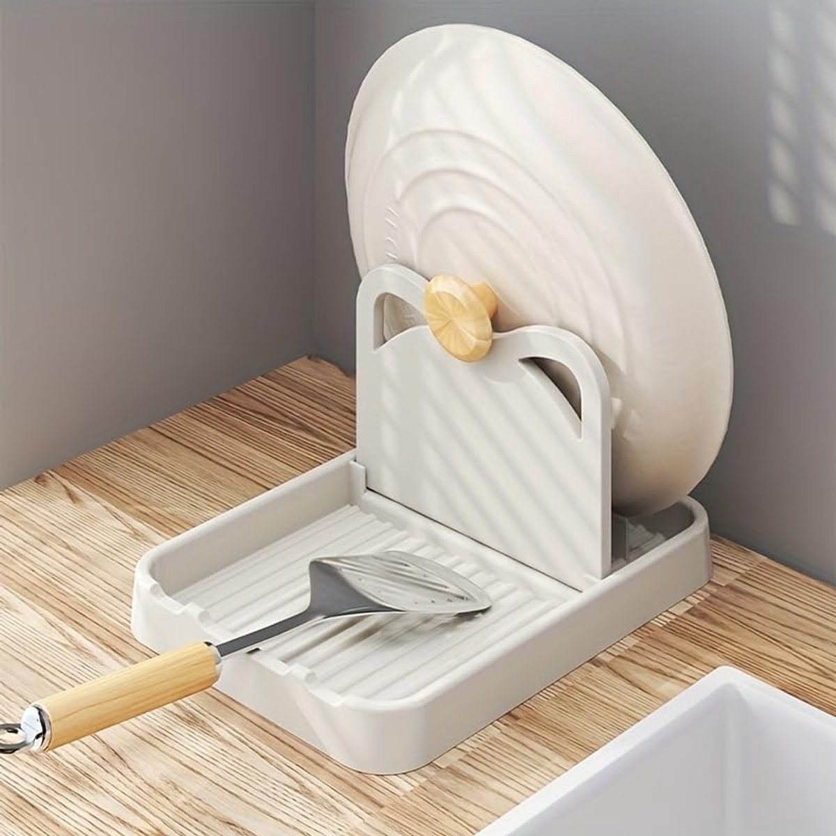 Pan Dekselrek - Creatief Kattenoor Pan Dekselrek - Multifunctioneel Verticaal Opvouwbaar Wandmontage Rek - Geschikt voor Soeplepels en Pannendeksels - Ruimtebesparend - 1 Stuk