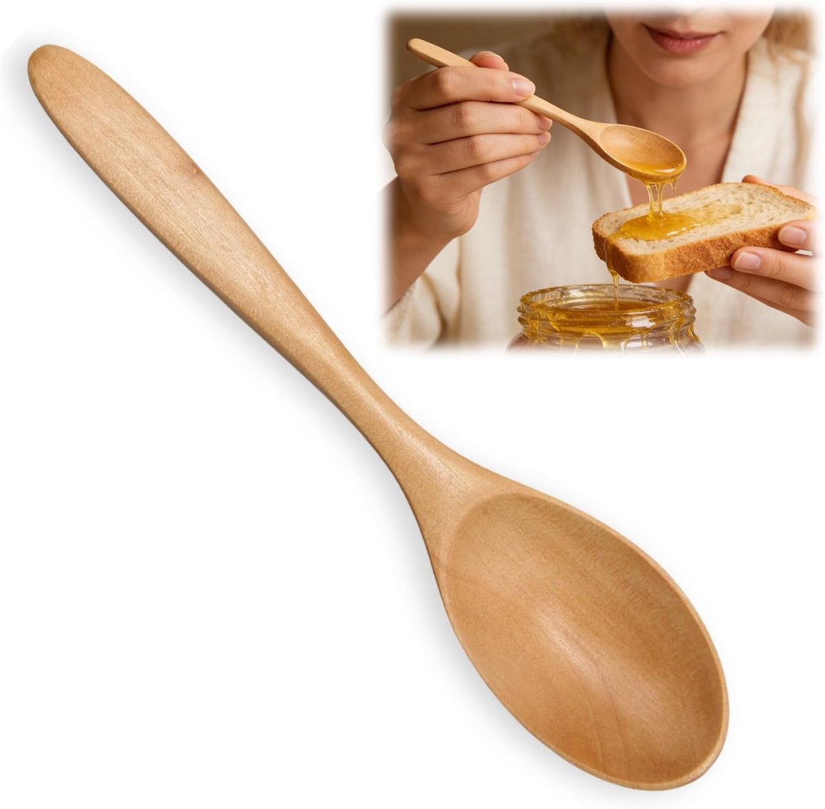 Handgemaakte Houten Lepel, Kleine Eco-vriendelijke Kooklepel voor Koffie, Honing en Soep, Duurzaam Keukengerei voor Elke Kookliefhebber