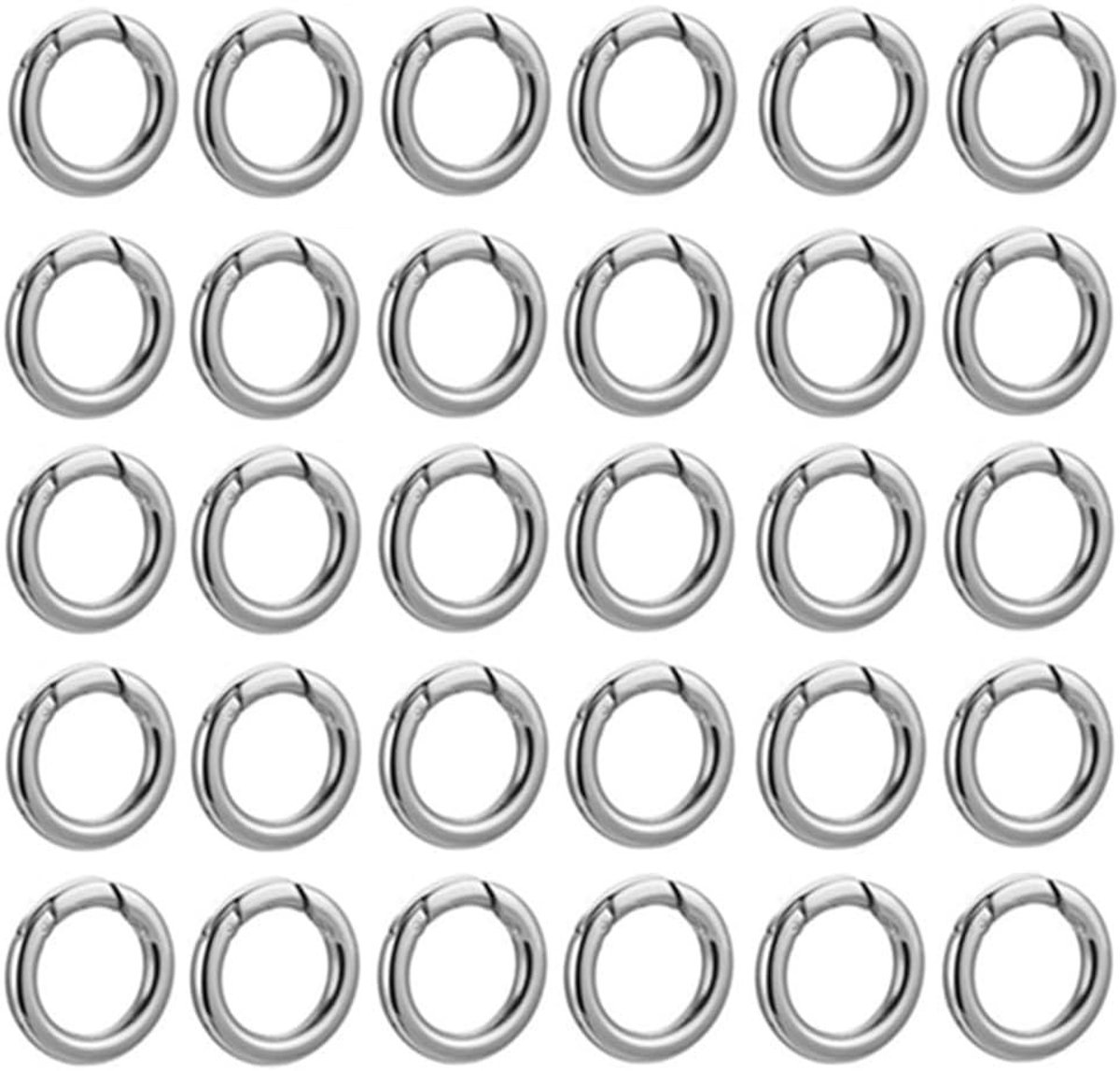 Ring Carabiner Haken Set van 40 Stuks, Ronde Sleutelhangers van 20 mm voor Dagelijks Gebruik, Ideaal voor Rugzakken en Sleutels