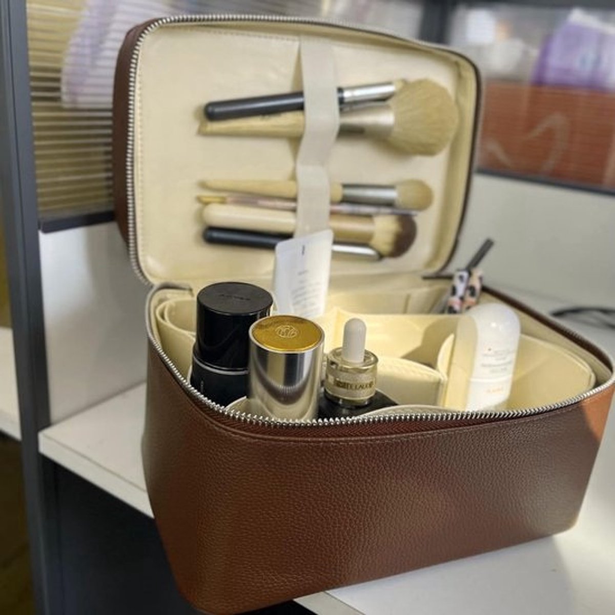 Draagbare Make-up Koffer - Cosmetica Tas - Make-up Organiseren - Dubbel Laags Ontwerp - 24 x 18 x 17 cm