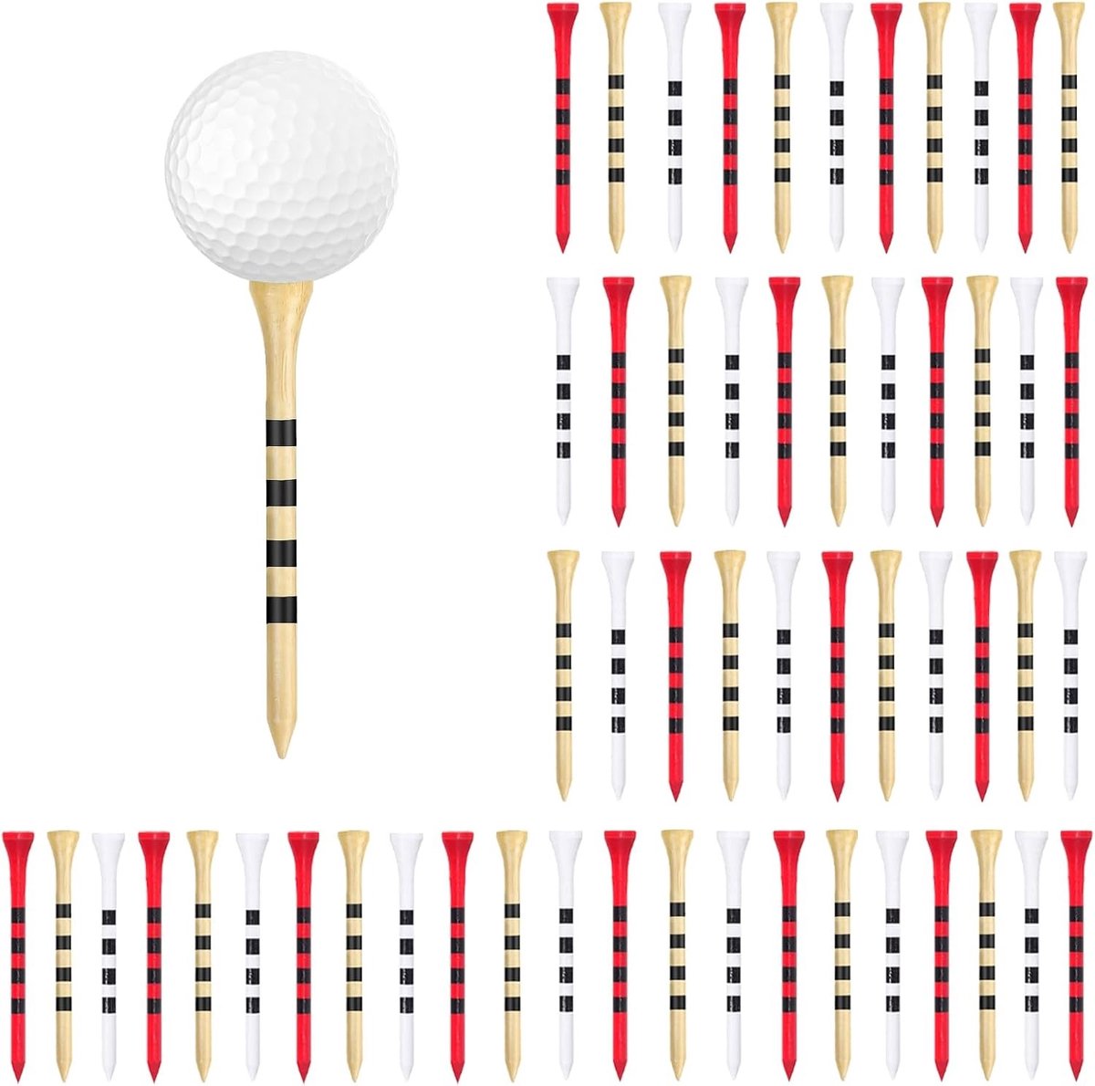 50 Stuks Golf Tees van 83 mm van Bamboehout - Duurzaam, Lichtgewicht en Ideaal voor Golfspelers