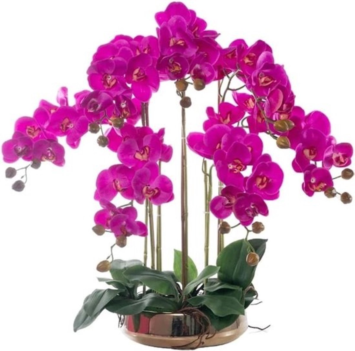 Kunstbloemen met vaas - Nepbloemen orchidee - Woonkamer decoratie - Zachte PU blaadjes - 65 cm hoog - Paars