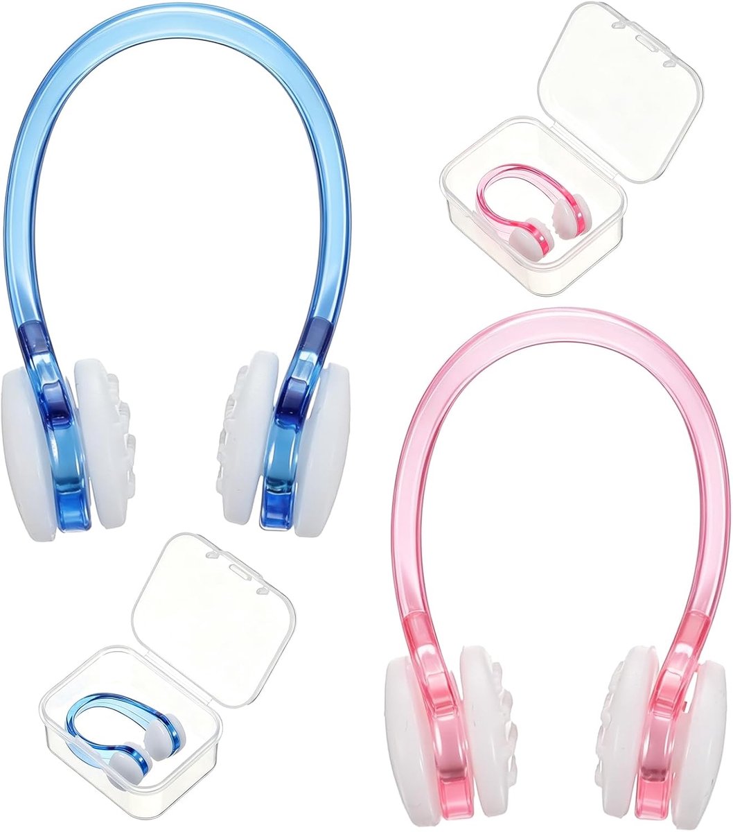 4 stuks neusclips voor zwemmen, zachte siliconen neusclips | Antislip en waterdichte neusclips inclusief opbergdoosjes, geschikt voor volwassenen en kinderen (zwembadtraining, duiken, zwemmen, watersport)