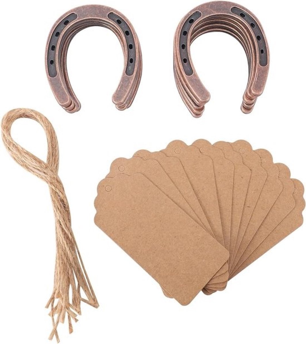 Hoefijzer Trouwbedankjes - Rustieke Cadeaus - Bruiloft Decoratie - Vintage Afwerking - 7 cm x 6 cm - Bronskleur