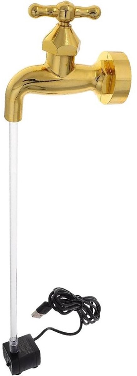 Waterfontein Kraan Ornament - Mini Waterornament Bureau Fontein - Bureau Decoratie - Zwevende Kraan Effect - 16x4x5 cm - Diverse Kleuren