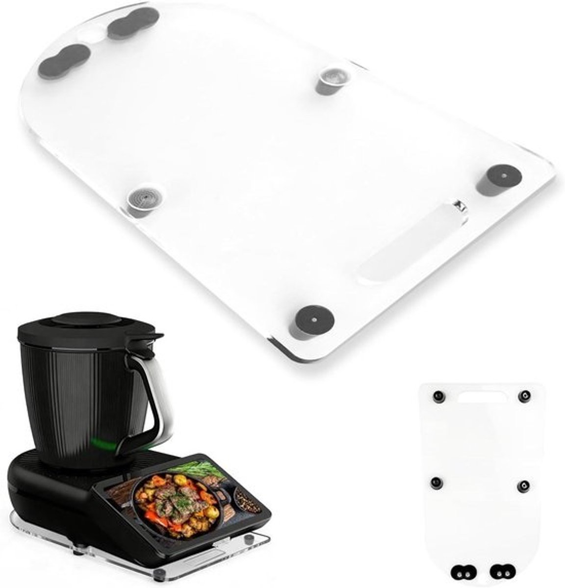 Keukenmachine Glijplank - Schuifbord Accessoire - Moeiteloos Verplaatsen - Met 360° Wielen - 41.5 cm - Transparant