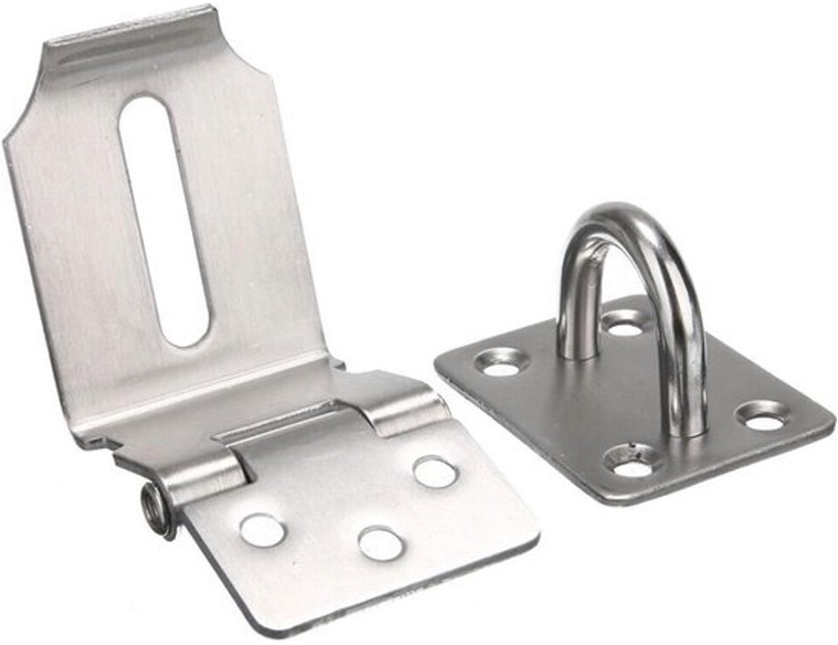 90 Graden Grendel - Klink Slot Hasp - Kast Beveiligen - Roestvrij Staal - 5 Inch - Zilver
