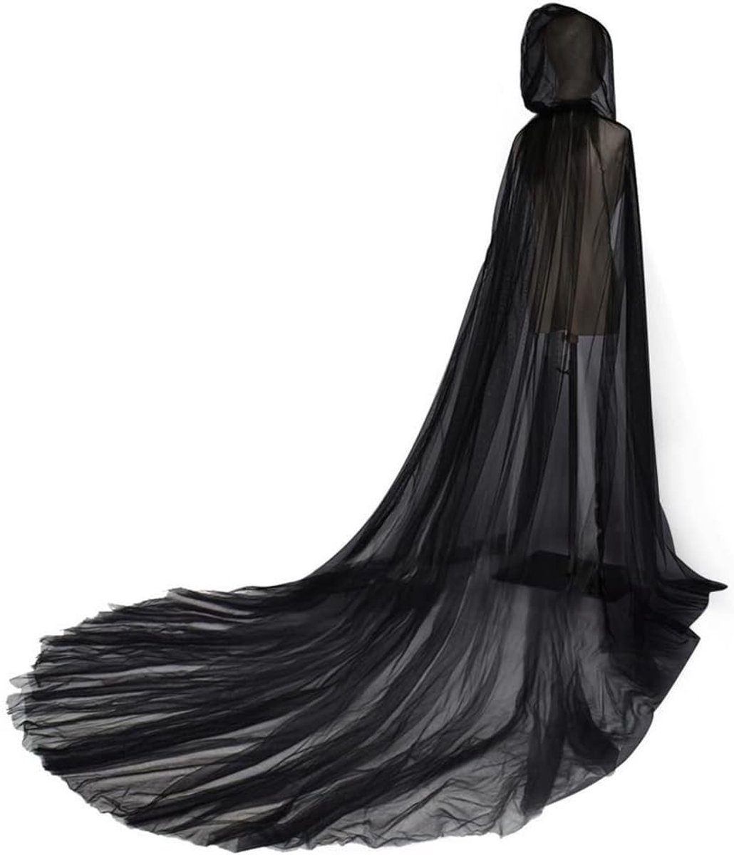 Volledige Tulle Kapmantel voor Dames en Meisjes, Ideaal voor Halloween, Retro Cape, Vampier Bruid Kostuum, Heksen Outfit, One Size