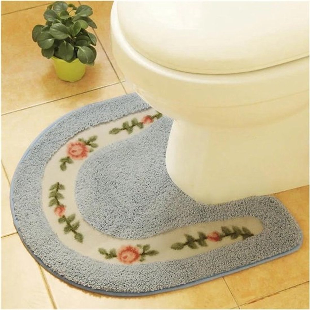Badkamerset - Toilettapijt Vloermat - Veiligheid Comfort - Hoge Waterabsorptie - 50x50 cm - Blauw