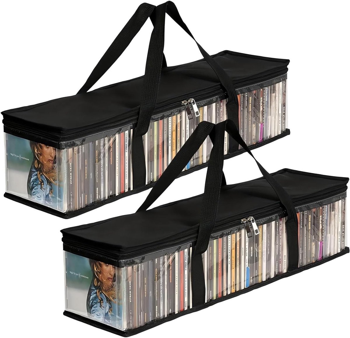 Set van 2 Draagbare DVD Tassen voor CD's en Video Games, Ideaal voor Media Opslag en Bescherming
