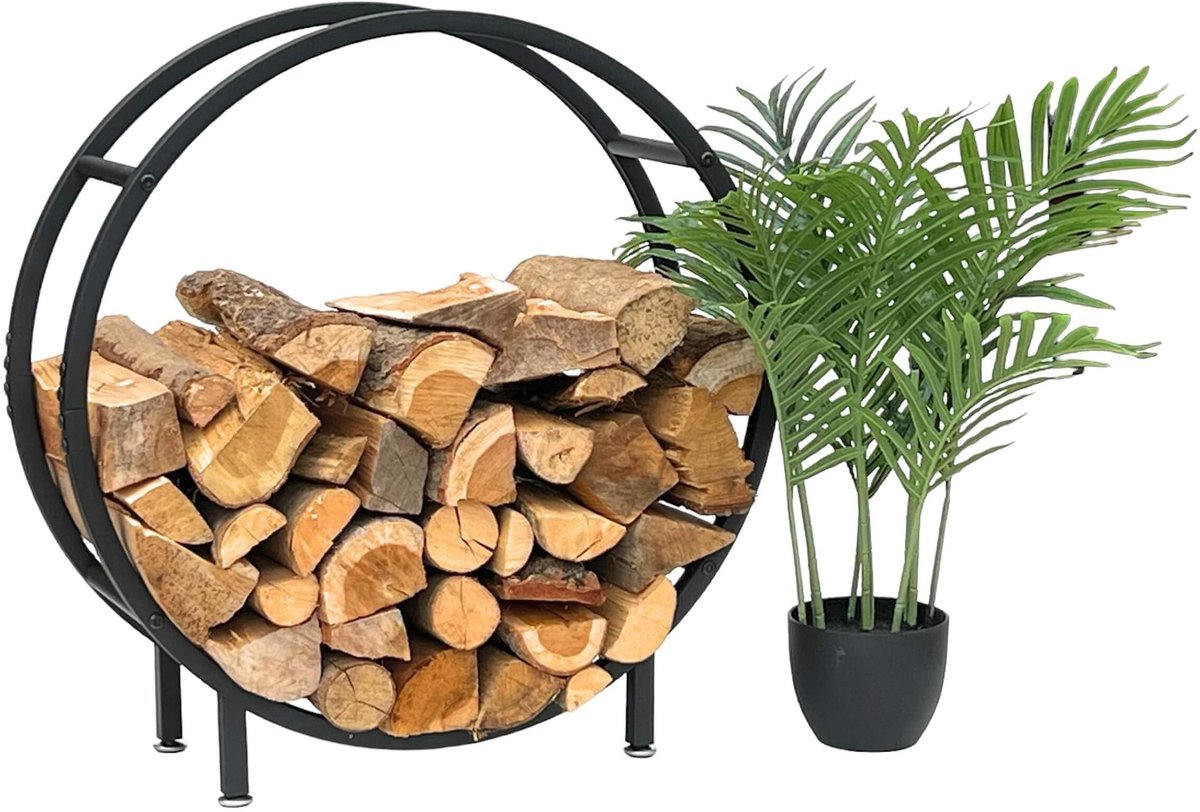 Houtopslag Rek voor Binnen - Rond - Zwart - 60 cm