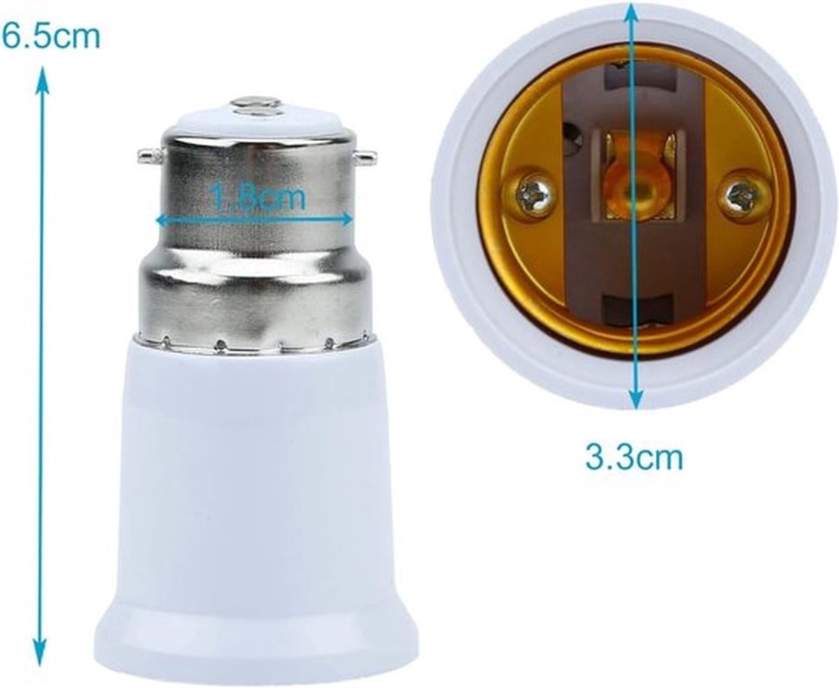 15 stuks B22 naar E27 fittingadapters - lampvoetconverter - lampfittingadapters voor ledlampen en gloeilampen