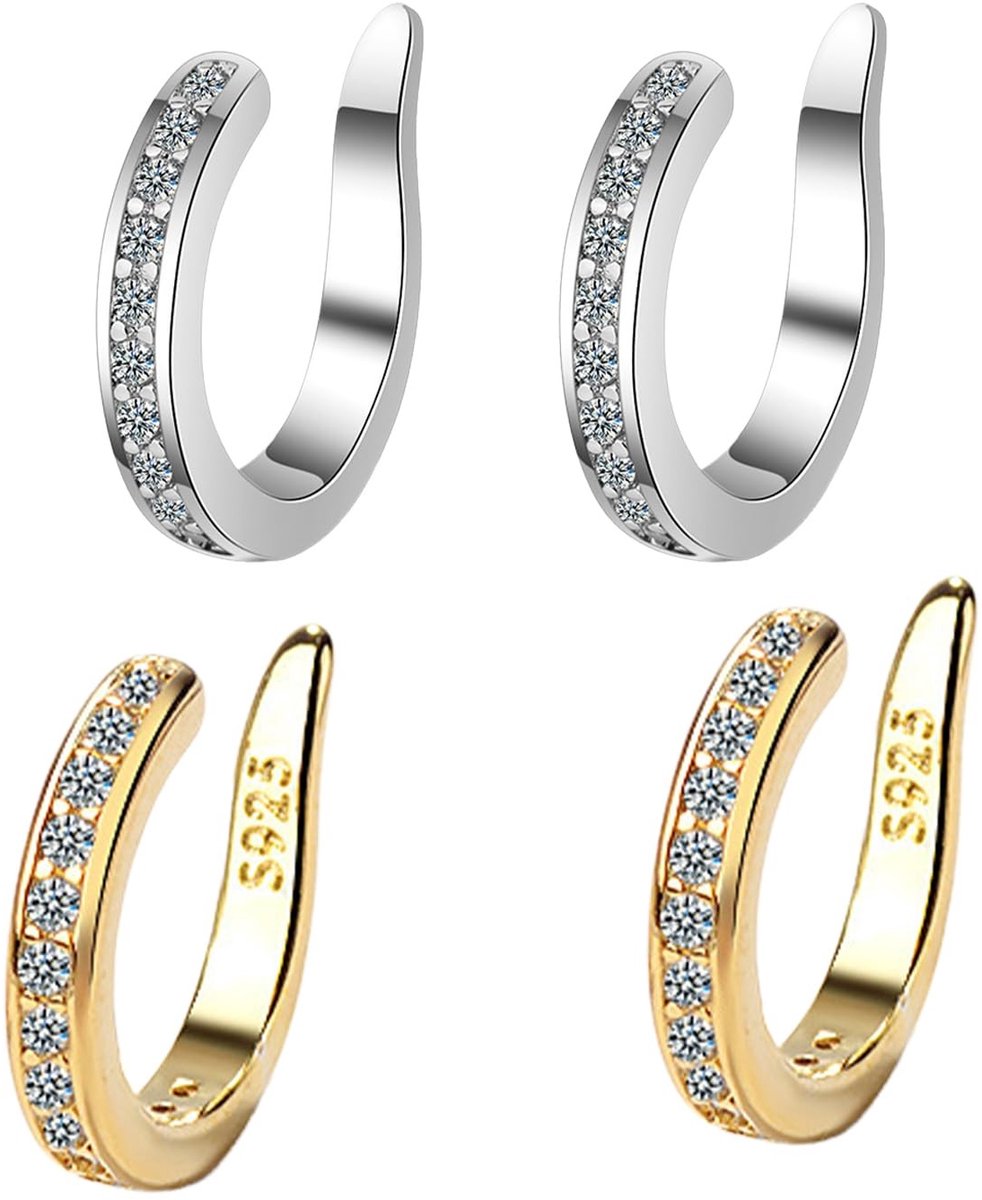 Oorklemmen - Diamantgestikt - Goud en Zilver - 2 paar