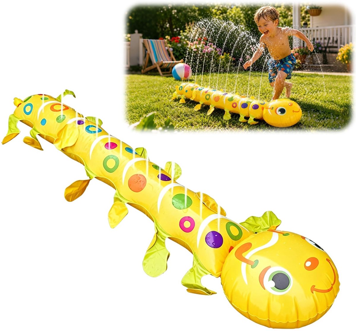 Opblaasbare Kinderzwembad met Sprinkler - Geel - 140 x 45 cm