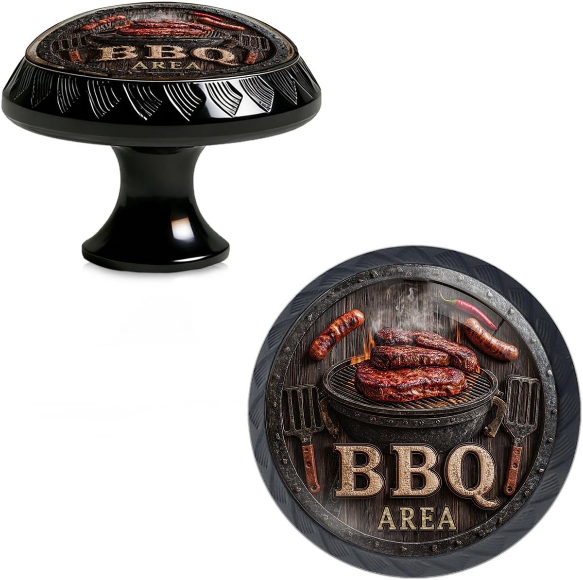 4-Pack BBQ Themapakket: Grappige Keukenladen Knoppen van Acryl voor Kastdeuren en Meubels