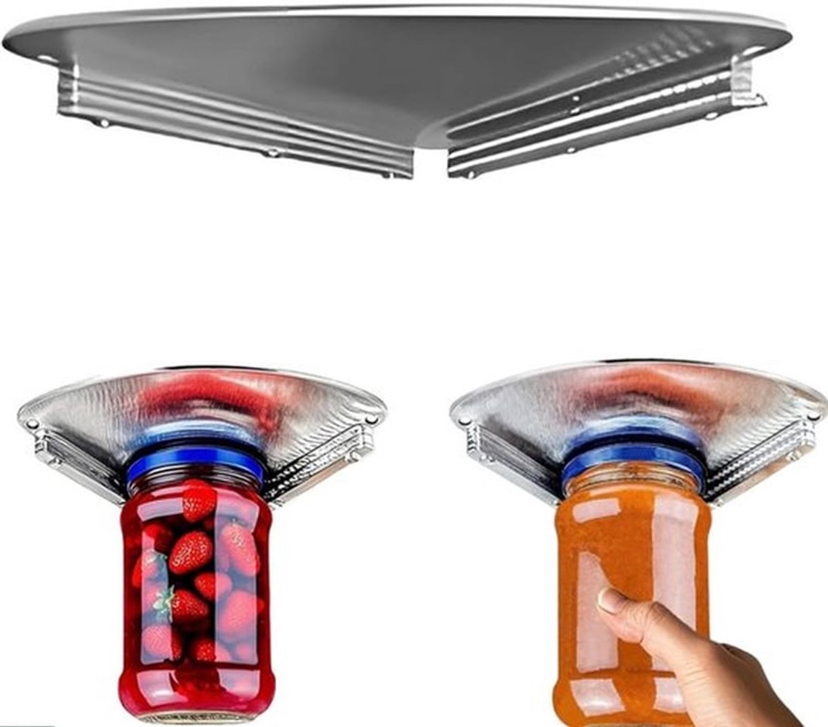 1 stuk - Flessenopener van roestvrij staal - Blikopener voor onder de kast - Potdekselopener - Flessenopener - Zilver - 15*15,3*1,2CM - Geschikt voor mensen met zwakke handen, ouderen met artritis