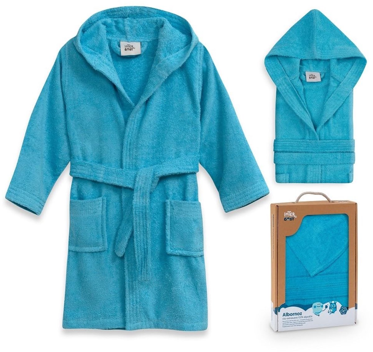 Unisex Kinderbadjas - 100% katoen - Kleur Turquoise