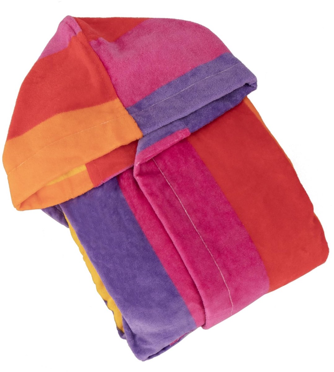 Fleece Badjas Junior - Gestreept - Mulberry
