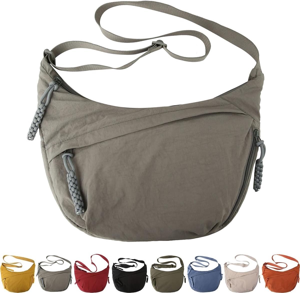 Half Moon Schoudertas met Verstelbare Schouderband, Waterdichte Grote Nylon Tas, Minimalistisch Ontwerp, Ideaal voor Dagelijks Gebruik
