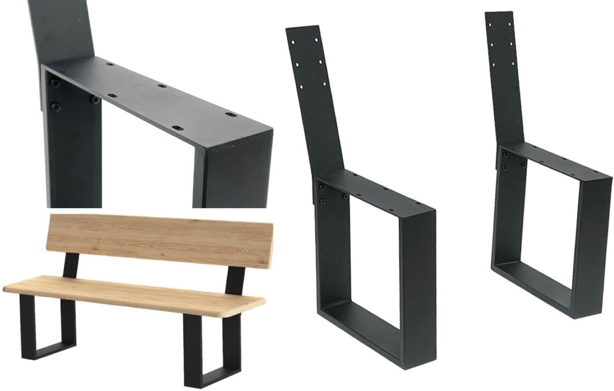 2 x metalen bankpoten met leuning - Stevige DIY stoel voor de tuin