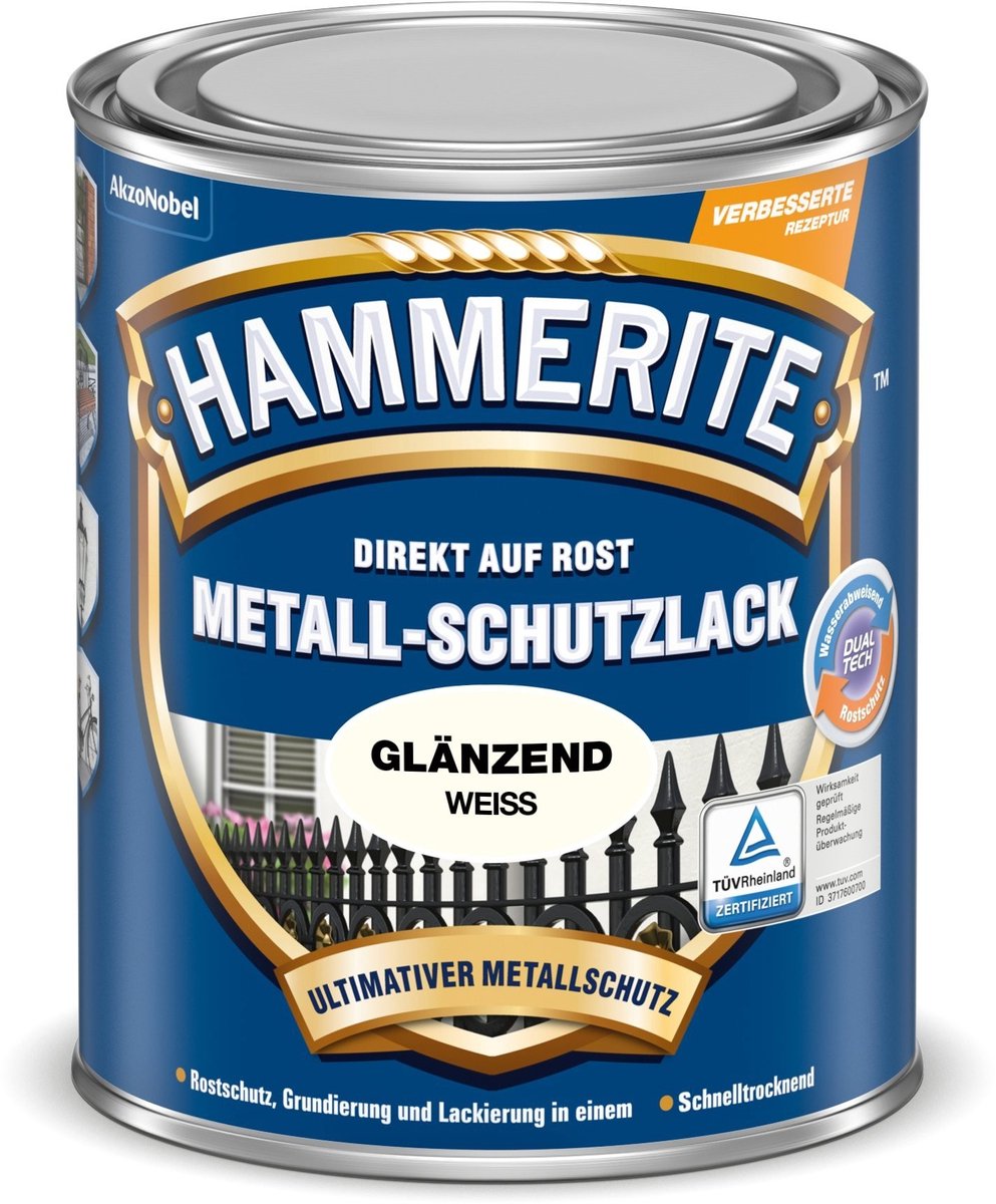 Metaal beschermlak - glanzend - wit - 250 ml