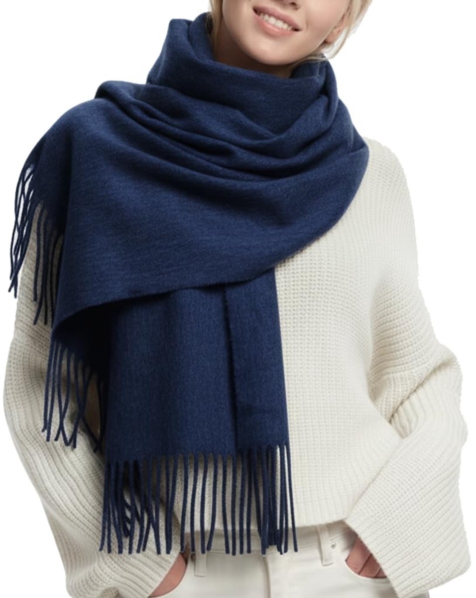 Wol Sjaal voor Vrouwen - Cashmere Touch - Marineblauw