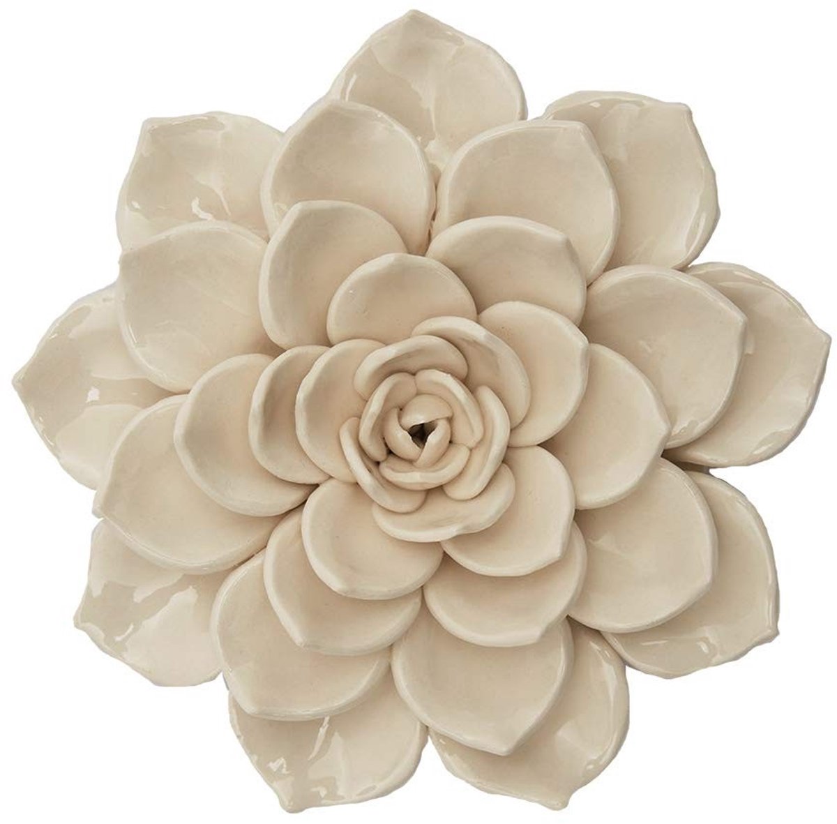 3D Wanddecoratie Bloem - Wit - Keramiek met Haak