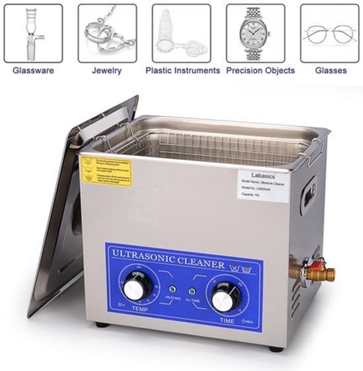 Ultrasone reiniger – Ultrasoon apparaat – Ultrasoonbad – Ultrasoon cleaner – 10 liter – Roestvrij staal 304 – Instelbare Verwarming Tot 80 °C