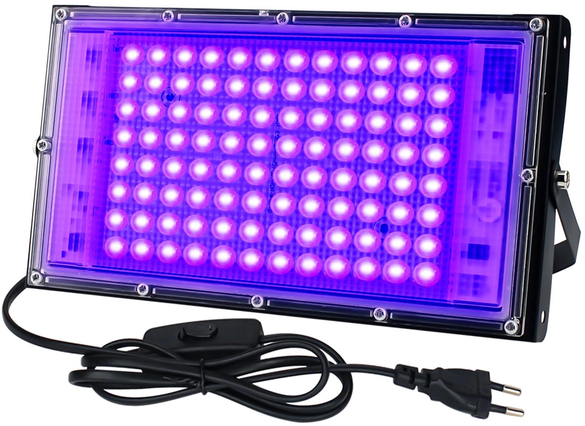 UV Blacklight 100W – LED Bouwlamp IP66 Waterdicht – 395-400 nm – 120° Stralingshoek – 3000 Lumen
