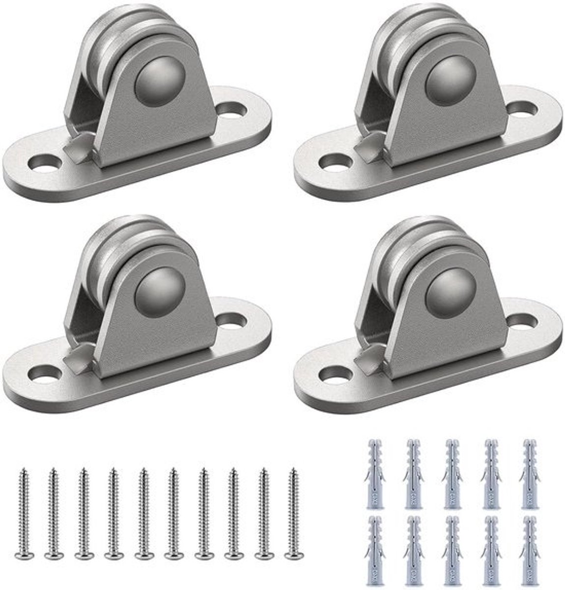 Riemschijf Set - Katrol Wiel - Materiaal Verplaatsen - Roestvrij Staal 304 - 4 stuks - Zilverkleurig