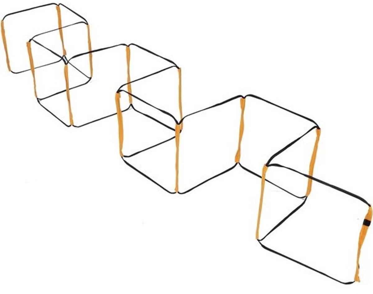 Behendigheidsladder - Trainingsladder Voetenwerk - Atletische Training - 12 Sporten Verstelbaar - 40x40cm - Oranje