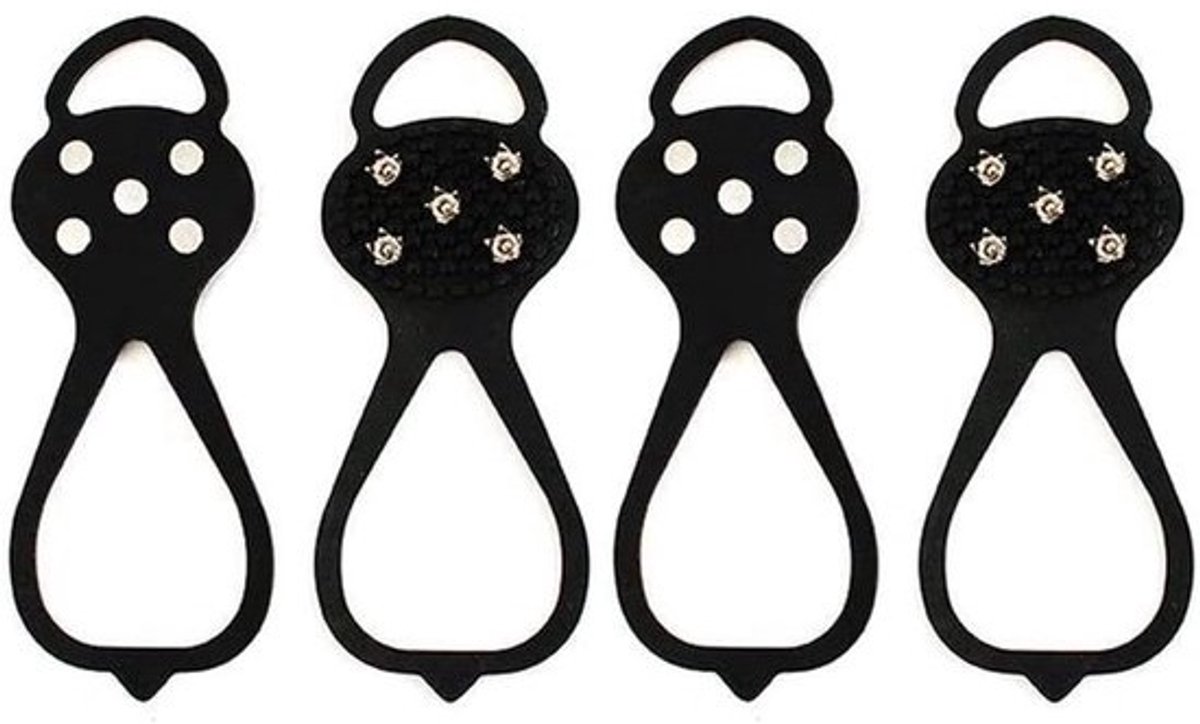 Sneeuwschoenplaatjes - Antislip schoenspikes - Veilig Wandelen - Universele Pasvorm - 10 Stalen Nagels - Zwart