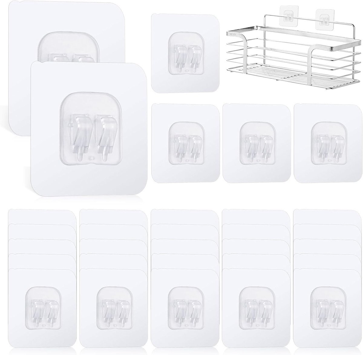 Transparante Zelfklevende Haken - 30 Stuks - 6 x 6 cm - Ideaal voor Keuken, Badkamer en Deur - Geen Boren Nodig - Maximaal 5 kg Draagvermogen