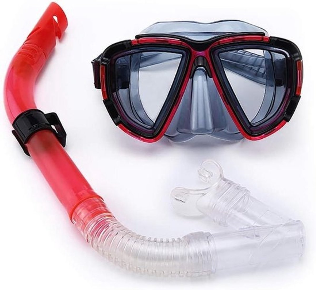 Snorkel Set - Duikmasker Snorkel - Watersport - Anti-condens Anti-lek - Volwassenen Jeugd - Rood Zwart