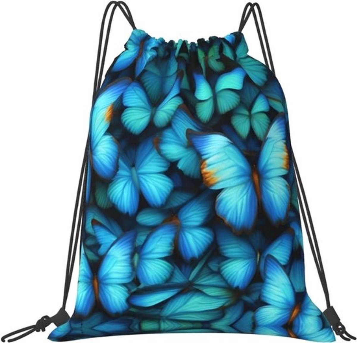 Gymtas met Vlinderprint - Sportrugzak Trekkoordtas - Dagelijks Gebruik - Waterdicht Polyester Materiaal - 36 x 42 cm - Blauw