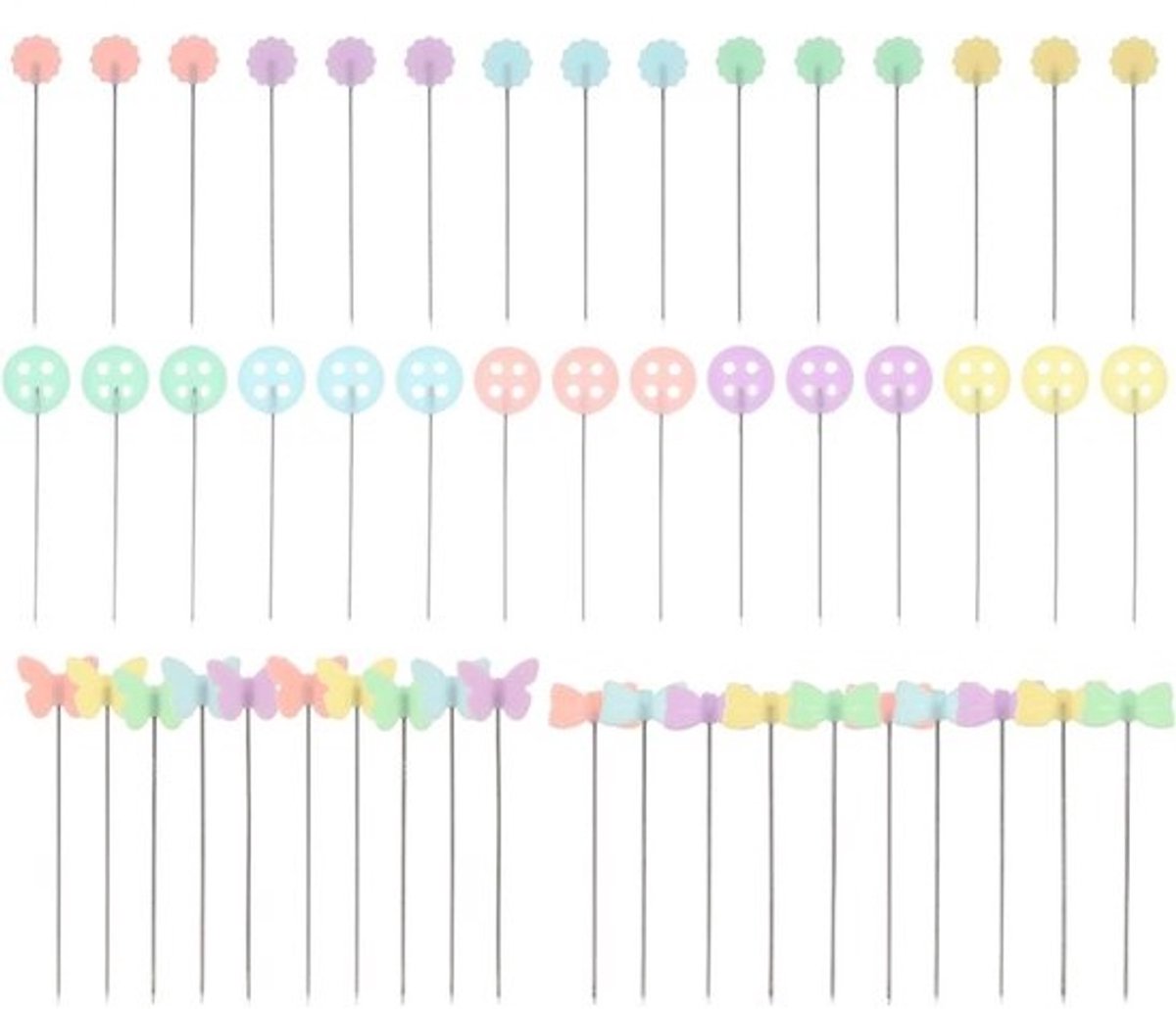 Rechte Naaispelden - Quiltspelden Stoffen Spelden - Stoffen Vastzetten - Platte Kop - 42 mm - Multicolor