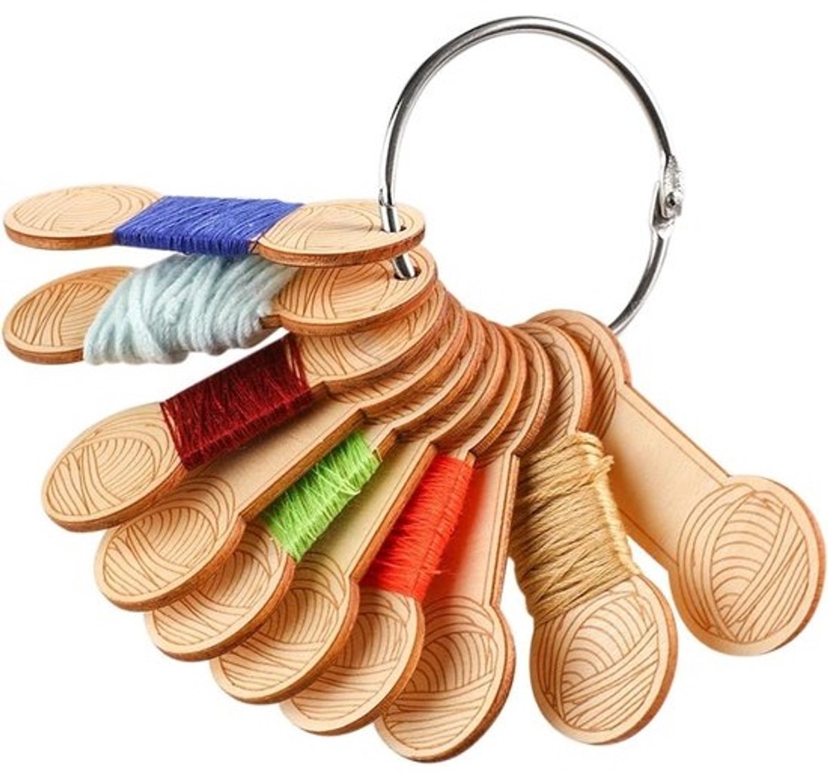 Garen Organizer Set - Spoelen Haken - Hobby Projecten - Stabiele Houten Structuur - 10 Stuks - Houtkleur