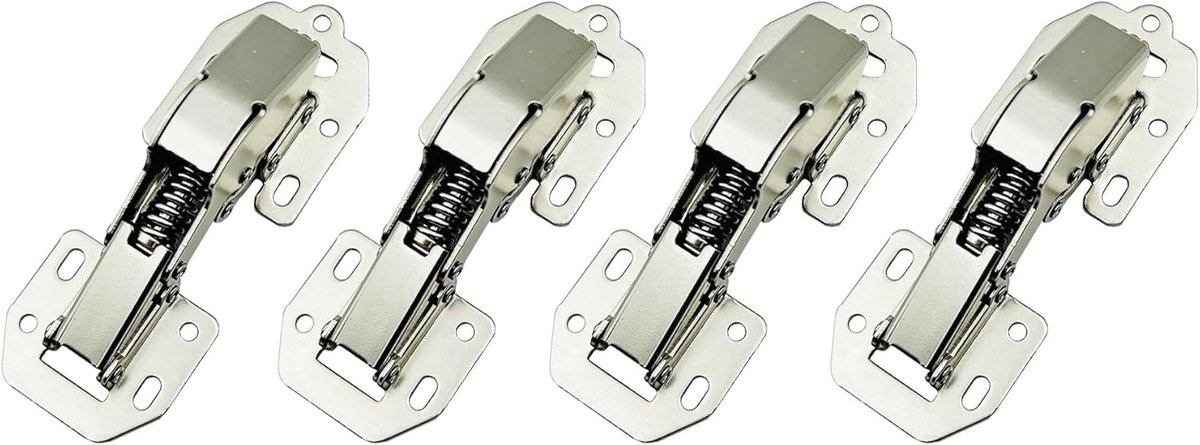 Zachte sluiting scharnier 4.5 inch met veer, 90° staal, zonder potboren voor keukenkastdeuren - 4 stuks voor binnen- en buitendeuren