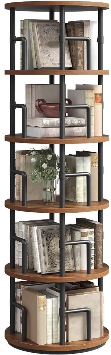 TYR® Hoekmeubel - Boekenrek - Hoekmeubel Boekenkast - Bruin/Zwart - 40cm x 40cm x 160cm