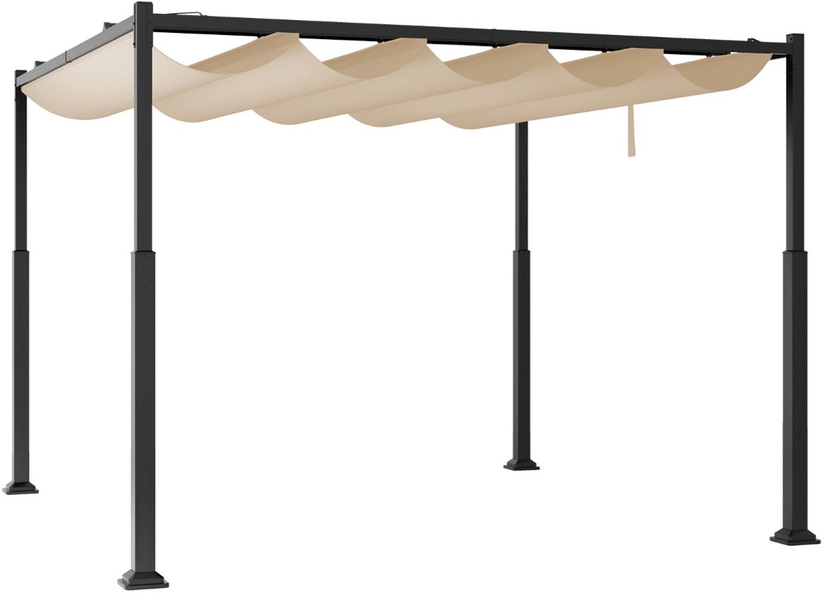 SureDeal® - Partytent - Buitenpergola - Uitschuifbare Luifel Zware - 310x310x225 cm - Beige