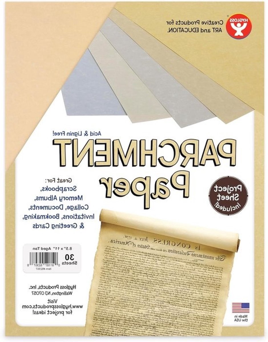 Perkamentpapier Vellen - Ambachtelijk Papier Vintage Documenten - Knutselen Kaarten Printen - Zuur Ligninevrij - 20.5 x 28.5 cm